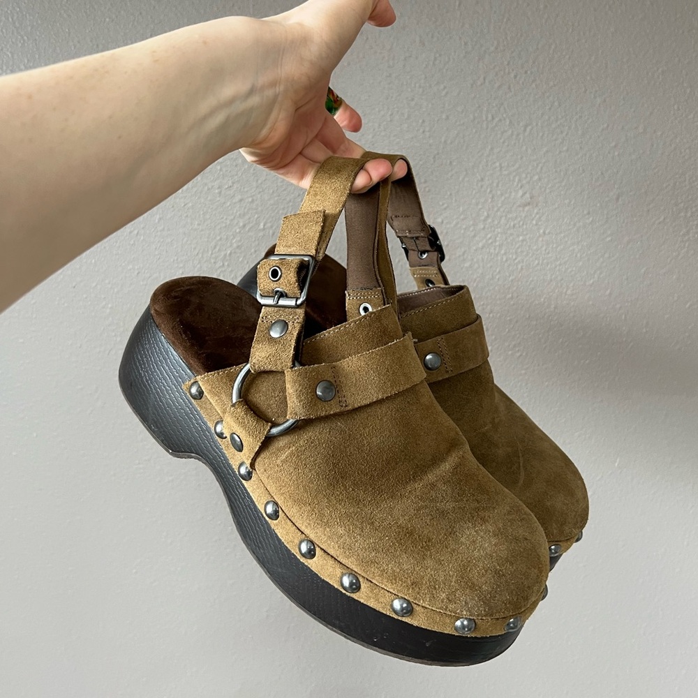 Pull&Bear Suede Studded Platform Clogs - image 3